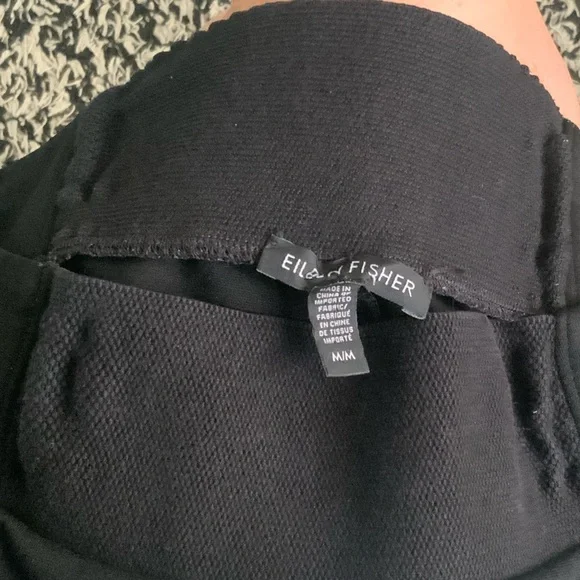 Eileen Fisher M Classic Black Trousers wide waist band‎ 31 x 29 spandex stretchy - Picture 5 of 6